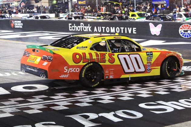 BRISTOL, TN - SEPTEMBER 18: Sheldon Creed ( 00 Haas Factory Team Ollie s Chevrolet) celebrates after winning the NASCAR, Motorsport, USA O Reilly Auto Parts Series Food City 300 on September 18, 2026 at Bristol Motor Speedway in Bristol, TN. (Photo by Jeff Robinson Icon Sportswire) AUTO: SEP 18 NASCAR O™Reilly Auto Parts Series Food City 300 EDITORIAL USE ONLY Icon2609184961300