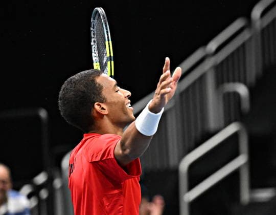 September 18, 2026, Quebec, Pq, Canada: Felix Auger-Aliassime of Canada celebrates his win against Quentin Halys of France during a Davis Cup qualifier second round match at the Videotron Centre in Quebec City, Friday, Sept. 18, 2026. Canada News - September 18, 2026  - ZUMAc35_ 20260918_zaf_c35_136 Copyright: xJacquesxBoissinotx