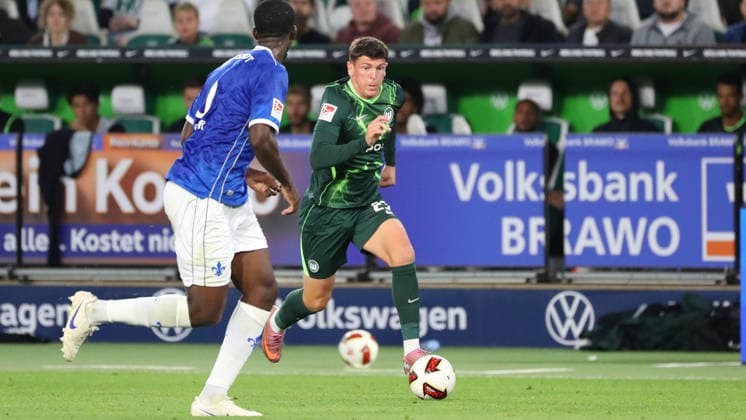 VfL vs. Darmstadt, 2. Bundesliga Wolfsburg, September 18, 2026, Soccer, Men s, 2. Bundesliga, 2026–2027 Season, VfL Wolfsburg vs. SV Darmstadt 98, Alessio Besio, VfL Wolfsburg, DFL, DFB. REGULATIONS PROHIBIT ANY USE OF PHOTOGRAPHS AS IMAGE SEQUENCES AND OR QUASI-VIDEO. Volkswagen Arena, Lower Saxony, Germany