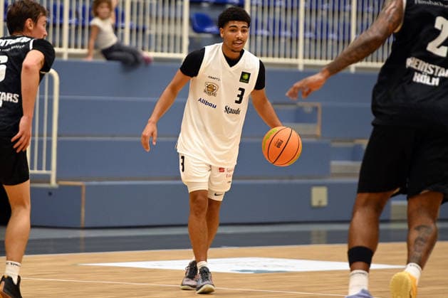 Tre Beard, ETB Miners vs. Rheinstars Cologne, September 18, 2026, Tre Beard, ETB Miners, Exhibition game: ETB Miners vs. Rheinstars Cologne, final score 86–78 at the Sporthalle am Hallo on September 18, 2026, in front of 250 spectators