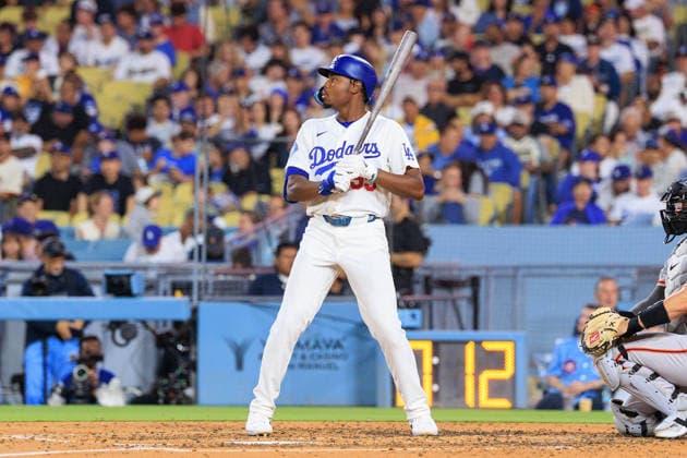 September 18, 2026, Los Angeles, California, USA: Josue DePaula 95 of the Los Angeles Dodgers at bat during a regular-season MLB, Baseball Herren, USA game against the San Francisco Giants on Friday September 18, 2026 at Dodger Stadium in Los Angeles, California. Dodgers defeat Giants, 8-2. JAVIER ROJAS PI Los Angeles USA - ZUMAp124 20260918_zaa_p124_023 Copyright: xJavierxRojasx