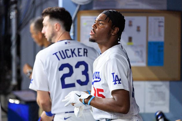 September 18, 2026, Los Angeles, California, USA: Josue DePaula 95 of the Los Angeles Dodgers in the dugout during a regular-season MLB, Baseball Herren, USA game against the San Francisco Giants on Friday September 18, 2026 at Dodger Stadium in Los Angeles, California. Dodgers defeat Giants, 8-2. JAVIER ROJAS PI Los Angeles USA - ZUMAp124 20260918_zaa_p124_031 Copyright: xJavierxRojasx