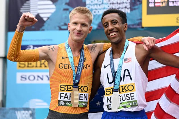 Copenhagen, Denmark - September 19, 2026: Robert Farken (GER Germany) taking the gold medal in the men™s mile in 3:51:80 at the World Athletics Road Running Championships in Kopenhagen, Denmark. DEN Copyright: xBEAUTIFULxSPORTS DecaxText&Bildx
