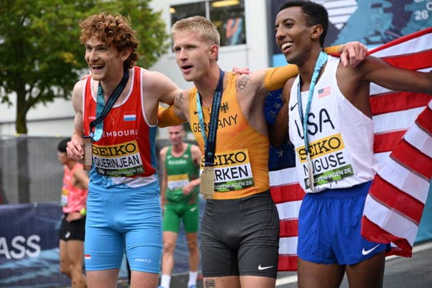 Copenhagen, Denmark - September 19, 2026: Robert Farken (GER Germany) taking the gold medal in the men™s mile in 3:51:80 at the World Athletics Road Running Championships in Kopenhagen, Denmark. DEN Copyright: xBEAUTIFULxSPORTS DecaxText&Bildx