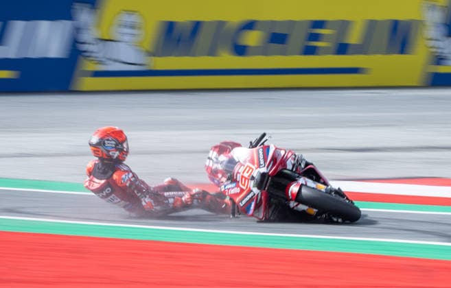 MOTORSPORTS - MotoGP, GP of Austria 2026 SPIELBERG,AUSTRIA,19.SEP.26 - MOTORSPORTS - MotoGP, Grand Prix of Austria, Red Bull Ring, practice and qualifying. Image shows Marc Marquez (ESP Ducati Lenovo Team). Keywords: crash.  GEPAxpictures xHaraldxSteiner