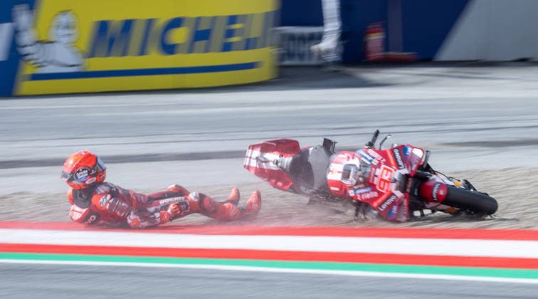 MOTORSPORTS - MotoGP, GP of Austria 2026 SPIELBERG,AUSTRIA,19.SEP.26 - MOTORSPORTS - MotoGP, Grand Prix of Austria, Red Bull Ring, practice and qualifying. Image shows Marc Marquez (ESP Ducati Lenovo Team). Keywords: crash.  GEPAxpictures xHaraldxSteiner
