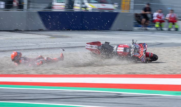 MOTORSPORTS - MotoGP, GP of Austria 2026 SPIELBERG,AUSTRIA,19.SEP.26 - MOTORSPORTS - MotoGP, Grand Prix of Austria, Red Bull Ring, practice and qualifying. Image shows Marc Marquez (ESP Ducati Lenovo Team). Keywords: crash.  GEPAxpictures xHaraldxSteiner