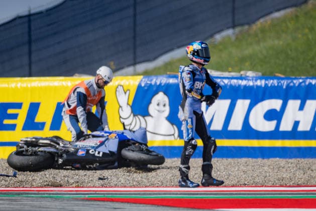 MOTORSPORTS - MotoGP, GP of Austria 2026 SPIELBERG,AUSTRIA,19.SEP.26 - MOTORSPORTS - MotoGP, Grand Prix of Austria, Red Bull Ring, practice and qualifying. Image shows Alex Marquez (ESP BK8 Gresini Racing MotoGP). Keywords: crash.  GEPAxpictures xMatthiasxTrinkl