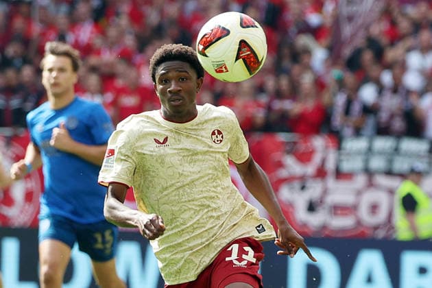 September 19, 2026, xrekx, Soccer 2. Bundesliga, 1. FC Kaiserslautern vs. Eintracht Braunschweig, left: Ibrahim Kanate, 1. FC Kaiserslautern. DFL and DFB regulations prohibit any use of photographs as image sequences and or quasi-video. Kaiserslautern