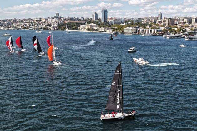 25th Bosphorus Cup in Istanbul ISTANBUL, TURKIYE - SEPTEMBER 19 : An aerial view of the 25th Bosphorus Cup sailing races, continue on its third day in Istanbul, Turkiye on September 19, 2026. Muhammed Enes Yildirim Anadolu Istanbul Turkey. Editorial use only. Please get in touch for any other usage.  Copyright: x2026xAnadoluxMuhammedxEnesxYildirimx