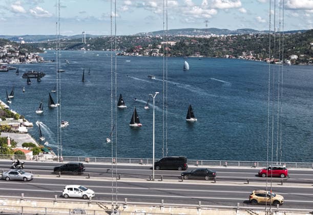 25th Bosphorus Cup in Istanbul ISTANBUL, TURKIYE - SEPTEMBER 19 : An aerial view of the 25th Bosphorus Cup sailing races, continue on its third day in Istanbul, Turkiye on September 19, 2026. Muhammed Enes Yildirim Anadolu Istanbul Turkey. Editorial use only. Please get in touch for any other usage.  Copyright: x2026xAnadoluxMuhammedxEnesxYildirimx
