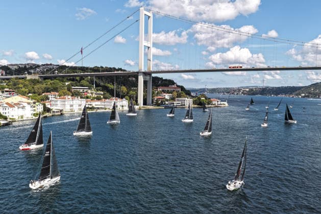 25th Bosphorus Cup in Istanbul ISTANBUL, TURKIYE - SEPTEMBER 19 : An aerial view of the 25th Bosphorus Cup sailing races, continue on its third day in Istanbul, Turkiye on September 19, 2026. Muhammed Enes Yildirim Anadolu Istanbul Turkey. Editorial use only. Please get in touch for any other usage.  Copyright: x2026xAnadoluxMuhammedxEnesxYildirimx