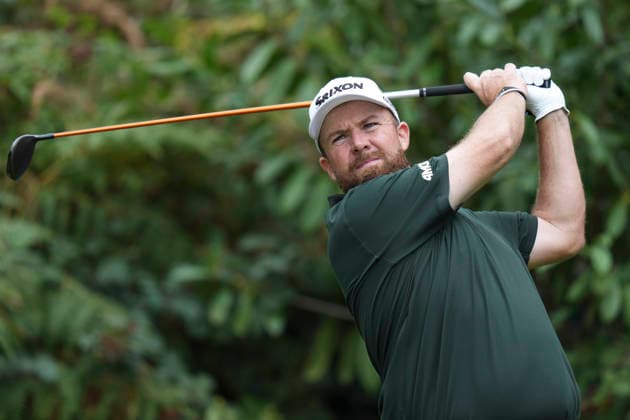 VIRGINIA WATER, ENGLAND - SEPTEMBER 19: Shane Lowry (IRE) plays from the seventh tee during Round 3 at the BMW PGA, Golf Herren Championship at Wentworth Golf Club, Virginia Water on September 19, 2026 in Surrey, England The BMW PGA Championship