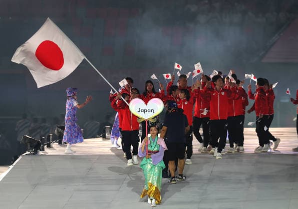 (260919) -- NAGOYA, Sept. 19, 2026 -- The delegation of Japan parades into the stadium during the opening ceremony of the 20th Asian Games Aichi-Nagoya 2026 in Nagoya, Japan, Sept. 19, 2026. ) (SP)JAPAN-NAGOYA-ASIAN GAMES-OPENING CEREMONY LixBo 