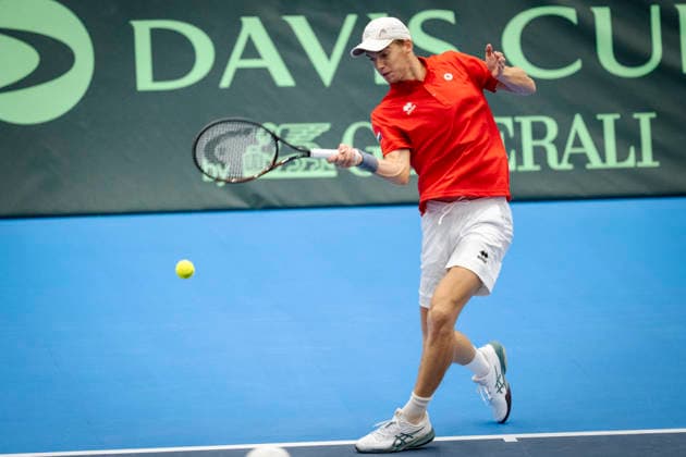 Davis Cup tennis match between Denmark and Bulgaria: Bulgaria s Alexander Donski during the Davis Cup match between Denmark and Bulgaria at Royal Stage, Hilleroed, Saturday, September 19, 2026. Photo by Sebastian Elias Uth, Ritzau Scanpix, Denmark  Copyright: SebastianxEliasxUthx spdk20260919-132018-L