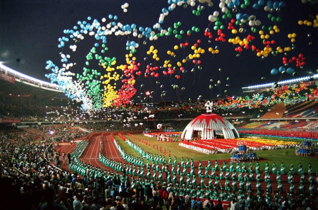 (260919) -- NAGOYA, Sept. 19, 2026 () -- This file photo shows the opening ceremony of the 11th Asian Games in Beijing, capital of China, on Sept. 22, 1990. TO GO WITH Headlines: From Tehran to Aichi-Nagoya, 52 years of China s rise through Asian Games Headlines: From Tehran to Aichi-Nagoya, 52 years of China s rise through Asian Games Xinhua 