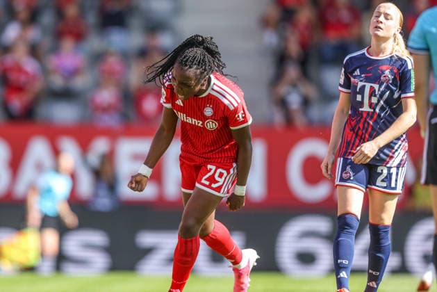 GER, Munich, FC Bayern Munich vs. FC Cologne, Google Pixel Women s Bundesliga, Soccer, DFB, 2026–2027 Season, FC Bayern Campus, Matchday 5 in Pictures by Edna Imade, FC Bayern Munich Women 29, Goal, Celebration and Joy, Emotions DFB DFL REGULATIONS PROHIBIT ANY USE OF PHOTOGRAPHS AS IMAGE SEQUENCES AND OR QUASI-VIDEO, September 19, 2026 Copyright: HMBxMedia HendrikxHamelau