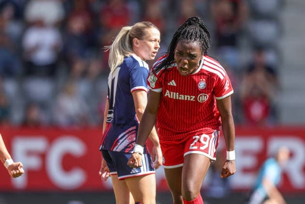 GER, Munich, FC Bayern Munich vs. FC Cologne, Google Pixel Women s Bundesliga, Soccer, DFB, 2026–2027 Season, FC Bayern Campus, Matchday 5 in Pictures by Edna Imade, FC Bayern Munich Women 29, Goal, Celebration and Joy, Emotions DFB DFL REGULATIONS PROHIBIT ANY USE OF PHOTOGRAPHS AS IMAGE SEQUENCES AND OR QUASI-VIDEO, September 19, 2026 Copyright: HMBxMedia HendrikxHamelau