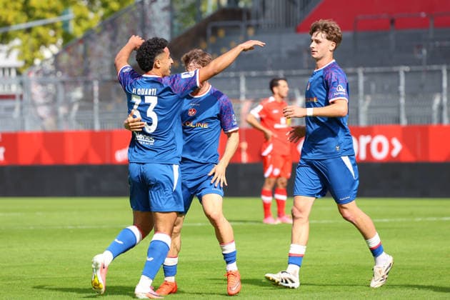 September 19, 2026, xusrbx, Regional League Southwest Soccer, FSV Mainz 05 U23 vs. 1 FC Kaiserslautern II: Nassim el Quarti (1 FC Kaiserslautern II), 33, scores the 1–0 goal in the 18th minute; Mainz