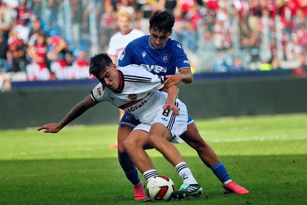 v li in a one-on-one, Javier Fernandez, FC Nuremberg, 8 on the ball, Danyal Zor, SC Karlsruhe, 26 GER, SC Karlsruhe vs. FC Nuremberg Soccer, Matchday 6, 2026–2027 Season, 2. Bundesliga, September 19, 2026. DFL and DFB regulations prohibit any use of photographs as image sequences and or quasi-video. GER SC Karlsruhe vs. FC Nuremberg Soccer Match Day 6, 2026–2027 Season, September 19, 2026 Copyright: xEibner-Pressefoto JoergxHirschx EP_JHH