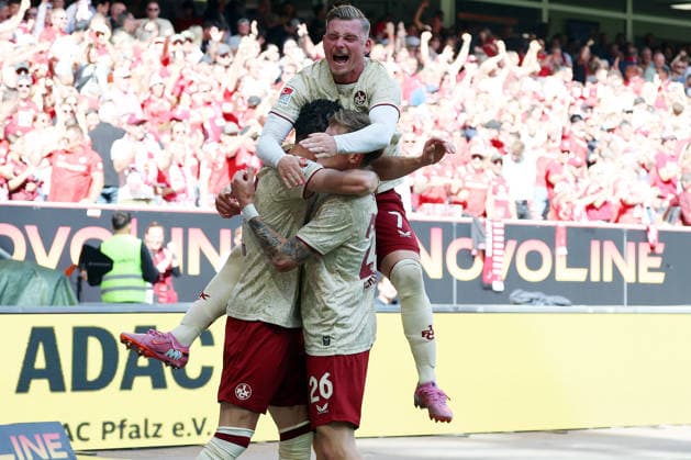 September 19, 2026, xrekx, Soccer, 2. Bundesliga, 1 FC Kaiserslautern vs. Eintracht Braunschweig: Goal celebration after Erencan Yardimci scored the 1–0 goal for 1 FC Kaiserslautern, featuring Paul Joly, Marlon Ritter, and 1 FC Kaiserslautern. DFL and DFB regulations apply.HIBIT ANY USE OF PHOTOGRAPHS as IMAGE SEQUENCES and or QUASI-VIDEO Kaiserslautern