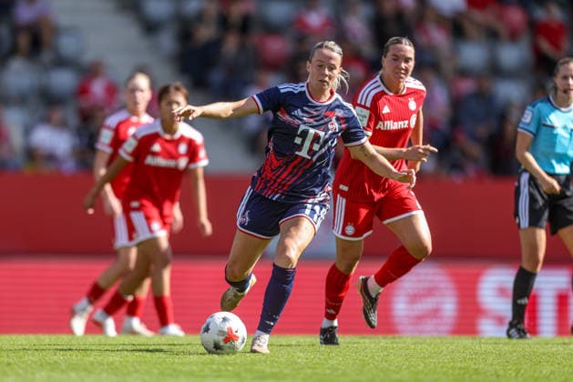 GER, Munich, FC Bayern Munich vs. FC Cologne, Google Pixel Women s Bundesliga, Soccer, DFB, 2026–2027 Season, FC Bayern Campus, Matchday 5 in Pictures: from left, Sandra Maria Jessen, FC Cologne Women s Team 11, Vanessa Gilles, FC Bayern Munich Women’s Team 2. DFB and DFL regulations prohibit any use of photographs as image sequences and or quasi-video. September 19, 2026 Copyright: HMBxMedia HendrikxHamelau