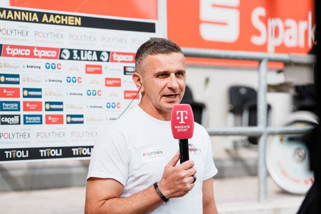 German Soccer 3rd Division 2026–2027, Matchday 7: Alemannia Aachen vs. Fortuna Düsseldorf at Tivoli Aachen; Interview with Alemannia Aachen Coach Mersad Selimbegovic ahead of the match on Magnet Sport; Profile Copyright: xThiemoxRudolphx