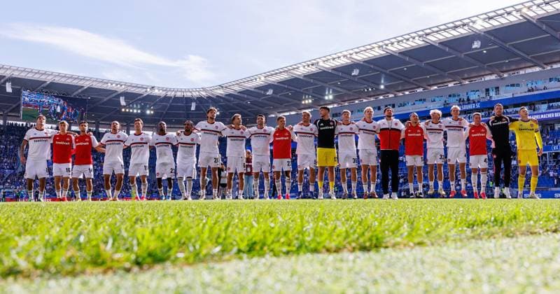 September 19, 2026 Soccer Season 2026–2027, Matchday 2, Bundesliga, Match 06: Karlsruher SC (KSC) vs. 1. FC Nürnberg (FCN) – Club Sports Photo by Zink DaMa xdaxmax. DFL regulations prohibit any use of photographs as image sequences and or quasi-video For editorial use only. Jubilation and joy after the final whistle; the FCN team celebrates with club fans, FCN fans.