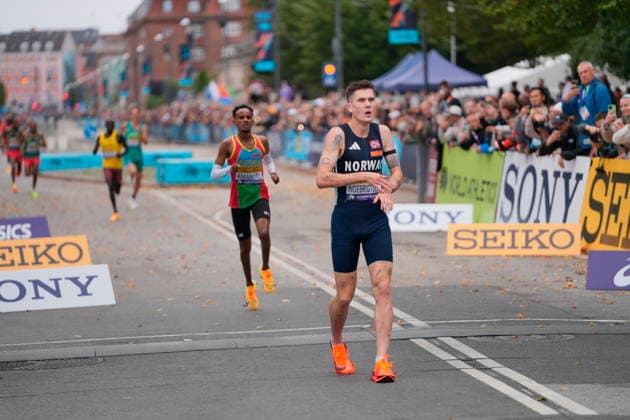 World Championship in the 5 km at the World Athletics Road Running Championships in Copenhagen: Jakob Ingebrigtsen of Norway after the 5-kilometer race during the World Athletics Road Running Championships in Copenhagen, Saturday, September 19, 2026. Photo by Emil Helms, Scanpix 2026, Copenhagen, Denmark  Copyright: EmilxHelmsx spdk20260919-150813-L
