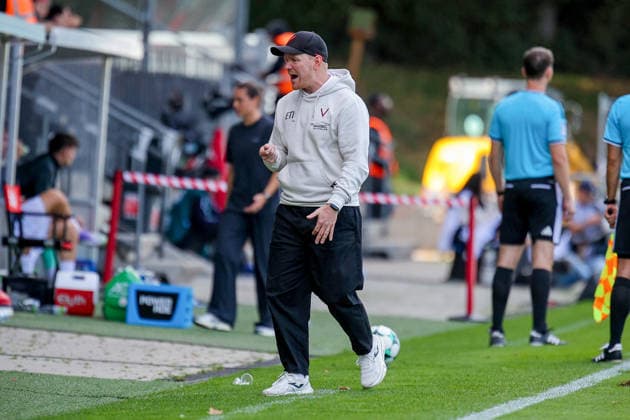 September 19, 2026, xsefx, Soccer, FC Viktoria Köln vs. FC Ingolstadt 04, 3. Liga, Sportpark Höhenberg, Matchday 7, 2026–2027 season. Head Coach Marian Wilhelm of FC Viktoria Köln is dissatisfied. DFB regulations prohibit any use of photographs as image sequences and or quasi-video. North Rhine-Westphalia, Germany