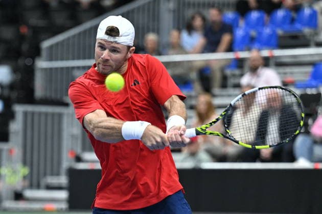 2026 Davis Cup men s team tennis World Championship, WM, Weltmeisterschaft match between the Czech Republic and the United States in Prague, Czech Republic, on September 19, 2026. Tennis doubles match Adam Pavlasek and Patrik Rikl of Czech Republic vs. Christian Harrison (pictured), Austin Krajicek of USA. (CTKxPhoto MichaelaxRihova) CTKPhotoP2026091903327  CTKPhotoP2026091903327