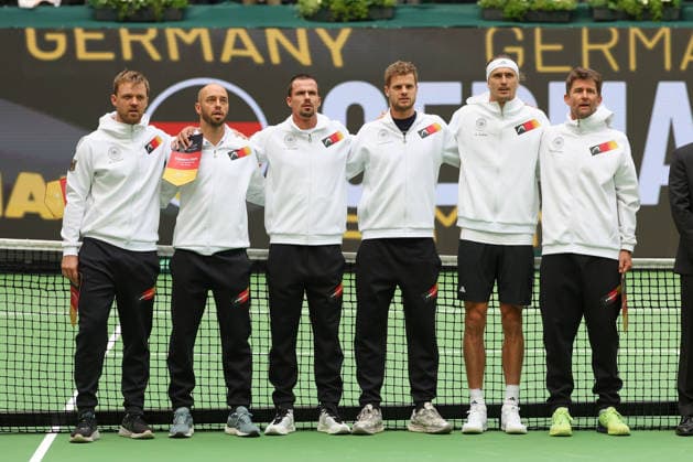 Team Germany, L to R: Kevin Krawietz, Tim Puetz, Daniel Altmaier, Yannik Hanfmann, Alexander Zverev, Captain Michael Koghlmann, Davis Cup: Germany vs. Croatia, Heristo Arena, Halle, Westphalia, Germany; Tennis Davis Cup 20026, Heristo Arena, Halle, North Rhine-Westphalia, Germany, September 19, 2026 Copyright: xJuergenxHasenkopfx