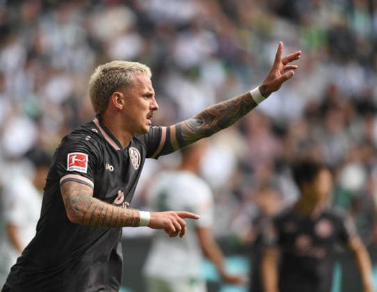 September 19, 2026, xophax, Soccer, Bundesliga 1, DFL, Borussia Mönchengladbach vs. FSV Mainz 05, Phillip Tietz of Mainz 05 after scoring the goal that tied the game at 1–1. DFL and DFB regulations prohibit any use of photographs as image sequences and or quasi-VVIDEO Mönchengladbach