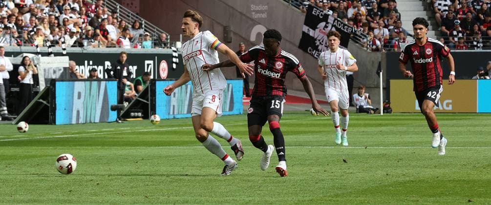 September 19, 2026 xmgoodx Frankfurt am Main, Deutsche Bank Park Bundesliga Season 2026–2027 Eintracht Frankfurt vs. SC Freiburg Noel Aseko 15, Eintracht Frankfurt vs. Maximilian Eggestein, Freiburg DFL DFB REGULATIONS PROHIBIT ANY USE OF PHOTOGRAPHS AS IMAGE SEQUENCES AND OR QUASI-VIDEO