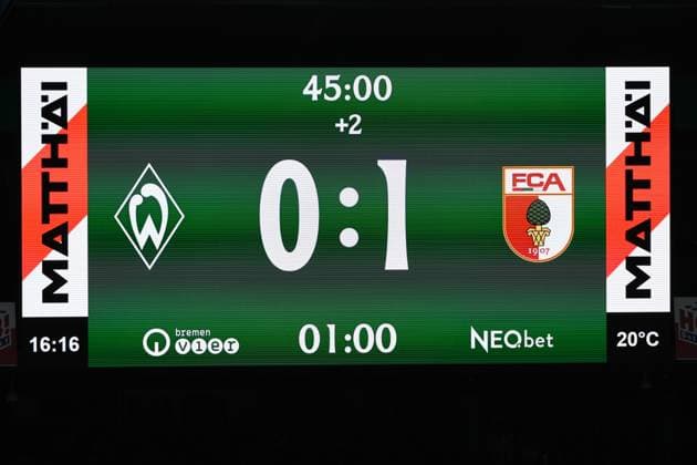 September 26, 2019, GER, Soccer, 1st Men s Bundesliga, Matchday 4, 2026–2027 Season, SV Werder Bremen vs. FC Augsburg, Scoreboard Feature, Impression, Score 0–1, Bremen, Weserstadion, Bremen, Germany Copyright: xnordphotoxGmbHx xTauchnitzx
