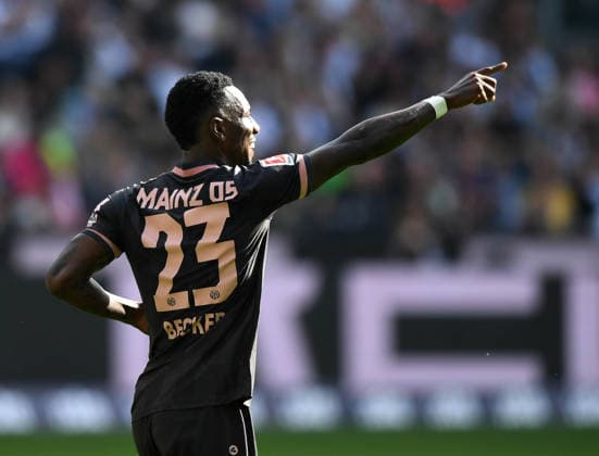September 19, 2026, xophax, Soccer, Bundesliga 1, DFL, Borussia Mönchengladbach vs. 1. FSV Mainz 05, Sheraldo Becker of Mainz 05 after scoring the goal that made it 2–1 for Mainz. DFL, DFB regulations prohibit any use of photographs as image sequences and or QUASI VIDEO Mönchengladbach