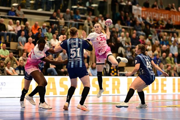 Handball I Women I 2026–2027 Season I Bundesliga I Matchday 4 I Buxtehuder SV vs. HSG Bensheim Auerbach I September 19, 2026 Cara Reuthal scored 26 goals, HSG Bensheim Auerbach, Buxtehude, Halle Nord, New Lower Saxony, Germany Copyright: xLobeca FelixxWeißbergx