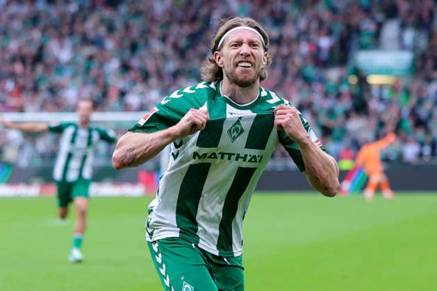 Mitchell Weiser of Werder Bremen celebrates his goal to make it 3–2 during the Bundesliga match between SV Werder Bremen and FC Augsburg at Weserstadion on September 19, 2026, in Bremen, Germany. Photo by Marco Steinbrenner, DeFodi Images. Mitchell Weiser of Werder Bremen celebrates after scoring his team’s third goal during the Bundesliga match between SV Werder Bremen and FC Augsburg at Weserstadion on September 19, 2026 in Bremen, Germany. Photo by Marco Steinbrenner, DeFodi Images. DFB and DFL regulations prohibit any use of photographs as image sequences and or quasi-video. Photo by Marco Steinbrenner, DeFodi Images.