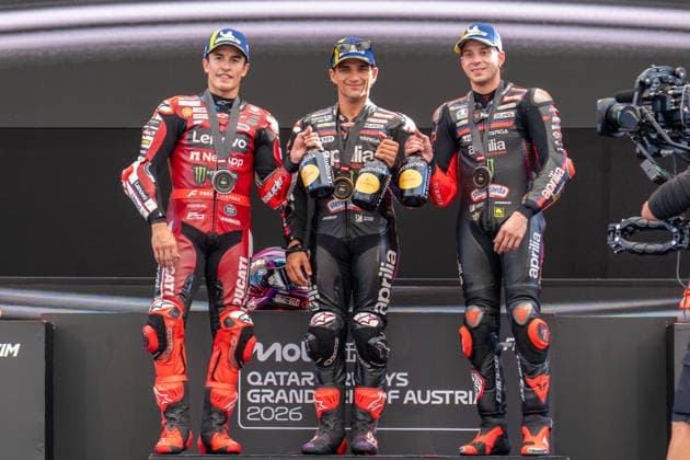 IPA88714160 - Marc Marquez (Ducati Lenovo Team), Jorge Martin (Aprilia Racing), and Marco Bezzecchi (Aprilia Racing) during the Tissot Sprint Race of the Austrian MotoGP Grand Prix at the Red Bull Ring racetrack in Spielberg, Austria, on September 19, 2026  Copyright: xMatteoxAverna IPAxSportx xx IPA88714160