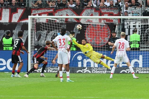 Goalkeeper Noah Atubolu, Eintracht Frankfurt, No. 1, Eintracht Frankfurt vs. SC Freiburg, Bundesliga, BL, 2026–2027 season, Game 4, September 19, 2026, Frankfurt, Deutsche Bank Park, Germany