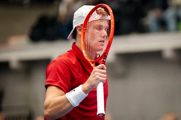Denmark Davis Cup match between Denmark and Bulgaria: Denmark s Holger Rune during the Davis Cup match between Denmark and Bulgaria at Royal Stage, Hilleroed, Saturday, September 19, 2026. Photo by Sebastian Elias Uth, Ritzau Scanpix, Denmark  Copyright: SebastianxEliasxUthx spdk20260919-174254-L