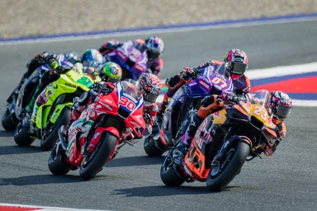 MOTORSPORTS - MotoGP, GP of Austria 2026 SPIELBERG,AUSTRIA,19.SEP.26 - MOTORSPORTS - MotoGP, Grand Prix of Austria, Red Bull Ring, Tissot Sprint. Image shows Franco Morbidelli (ITA Pertamina Enduro VR46 Racing Team), Takaaki Nakagami (JPN Honda HRC Castrol), Toprak Razgatlioglu (TUR Prima Pramac Yamaha MotoGP) and Enea Bastianini (ITA Red Bull KTM Tech3).  GEPAxpictures xMatthiasxTrinkl