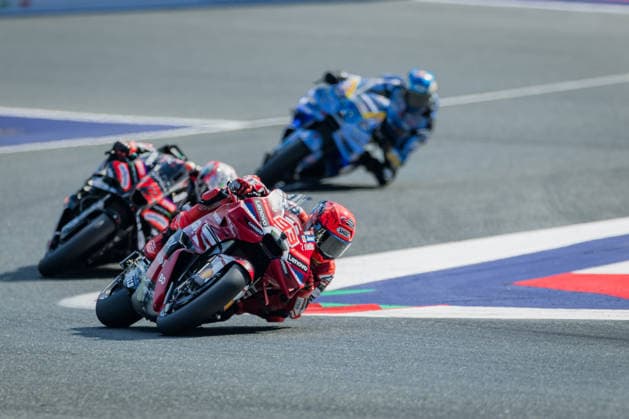 MOTORSPORTS - MotoGP, GP of Austria 2026 SPIELBERG,AUSTRIA,19.SEP.26 - MOTORSPORTS - MotoGP, Grand Prix of Austria, Red Bull Ring, Tissot Sprint. Image shows Marc Marquez (ESP Ducati Lenovo Team), Marco Bezzecchi (ITA Aprilia Racing) and Alex Marquez (ESP BK8 Gresini Racing MotoGP).  GEPAxpictures xMatthiasxTrinkl