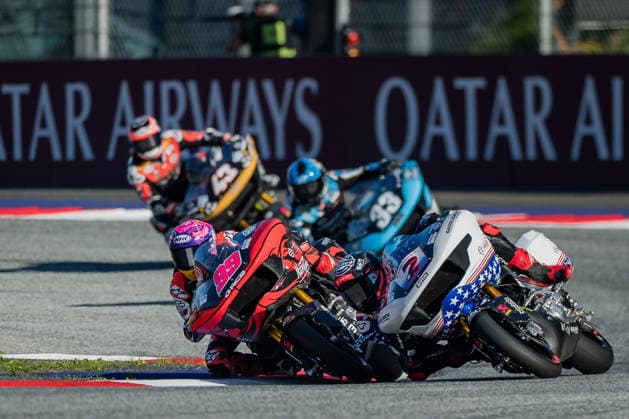 MOTORSPORTS - MotoGP, GP of Austria 2026 SPIELBERG,AUSTRIA,19.SEP.26 - MOTORSPORTS - FIM Harley-Davidson Bagger World Cup, Grand Prix of Austria, Red Bull Ring. Image shows Oscar Gutierrez (ESP Niti Racing), Max Toth (USA Saddlemen Race Development), Kyle Wyman (USA Wegner Automotive x KWR) and James Rispoli (USA Joe Rascal Racing).  GEPAxpictures xMatthiasxTrinkl