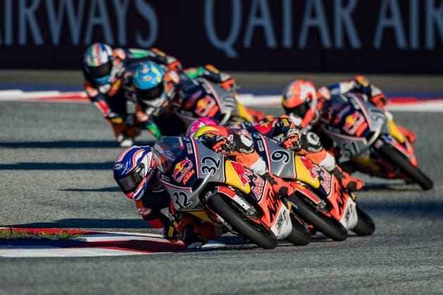 MOTORSPORTS - MotoGP, GP of Austria 2026 SPIELBERG,AUSTRIA,19.SEP.26 - MOTORSPORTS - Red Bull Rookies Cup, Grand Prix of Austria, Red Bull Ring. Image shows Kiandra Ramadhipa (INA Red Bull Rookies - Indonesia) and Luca Agostinelli (VIE Red Bull Rookies - Vietnam).  GEPAxpictures xMatthiasxTrinkl