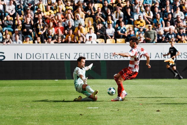 German Soccer 3rd Division 2026–2027, Matchday 7: Alemannia Aachen vs. Fortuna Düsseldorf at Tivoli Aachen; No penalty kick; Fabian Schleusener (Fortuna Düsseldorf) found himself one-on-one with Manuel Riemann (Alemannia Aachen); 1; Protests; Complaint Copyright: xThiemoxRudolphx