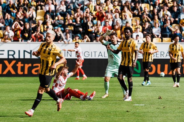 German Soccer 3rd Division 2026–2027, Matchday 7: Alemannia Aachen vs. Fortuna Düsseldorf at Tivoli Aachen; No penalty kick; Fabian Schleusener (Fortuna Düsseldorf) had a one-on-one with Manuel Riemann (Alemannia Aachen); 1; protests; complaint Copyright: xThiemoxRudolphx