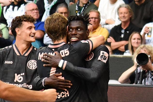 September 19, 2026, xhbx, Soccer, Bundesliga 1, Borussia Mönchengladbach 1 FSV Mainz 05 v l Goal celebration, Goal celebration, celebrating the goal scored by Danny da Costa on April 22, FSV Mainz 05. DFL and DFB regulations prohibit any use of photographs as image sequences and or quasi-video. Mönchengladbach