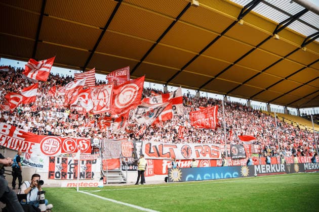 German Soccer 3rd Division 2026–2027, Matchday 7: Alemannia Aachen vs. Fortuna Düsseldorf at Tivoli Aachen—Away Section, Away Fans, Flags, Sold Out, Derby, Fortuna Ultras Copyright: xThiemoxRudolphx