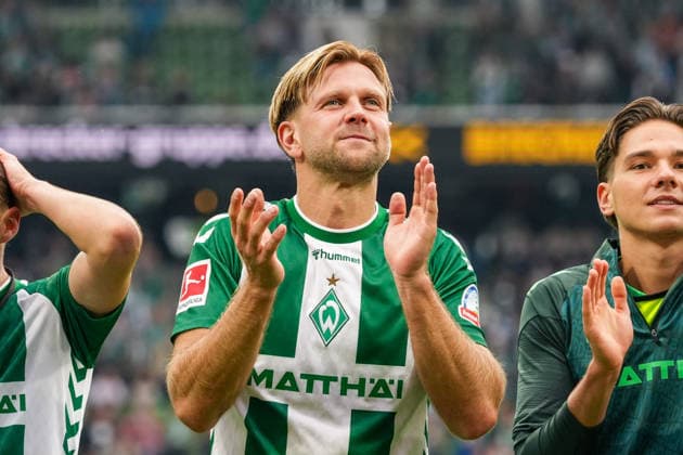 Niklas Füllkrug, Werder Bremen, 10 Applause, Joy, Emotions, Facial Expression, German Soccer, Bundesliga, 2026–27 Season, Matchday 4, September 19, 2026, Werder Bremen vs. FC Augsburg, Weserstadion, Bremen Copyright: xLeonxFrickx